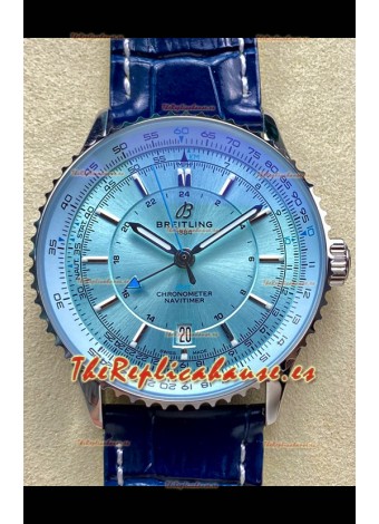 Reloj réplica suizo Breitling Navitimer 01 GMT con esfera azul hielo