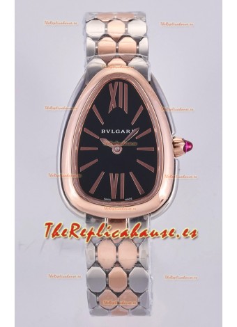 Reloj Serpenti Seduttori Superclon con esfera negra y caja bicolor en oro rosa