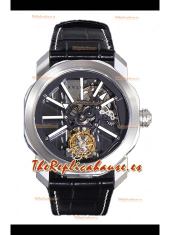 Reloj Bvlgari Octo Roma de titanio con marcadores de hora blancos, réplica perfecta