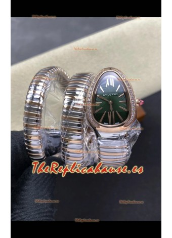 Reloj Serpenti Tubogas Double Spiral con esfera verde y dos tonos, superclon