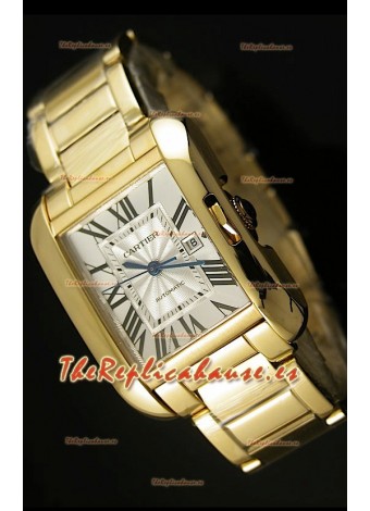 Cartier Tank Anglaise Mid Sized, Reloj Réplica Suiza color Oro Amarillo - Réplica en escala 1:1