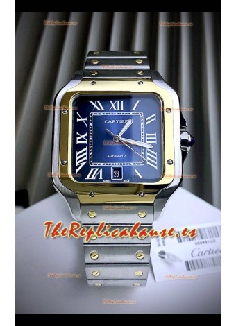 Reloj réplica suizo Cartier Santos De Cartier 904L de acero con esfera azul y dos tonos
