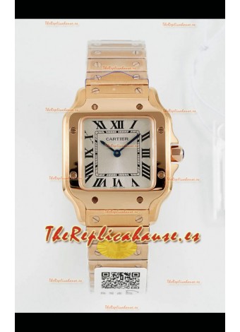 Reloj Cartier Santos Swiss Quartz de 27 mm, oro rosa, superclon