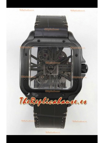 Reloj Santos De Cartier Superclon con esfera esqueletizada y revestimiento PVD MLF