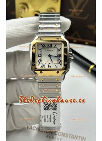 Reloj Cartier Santos Swiss Quartz de 27 mm, bicolor, superclone