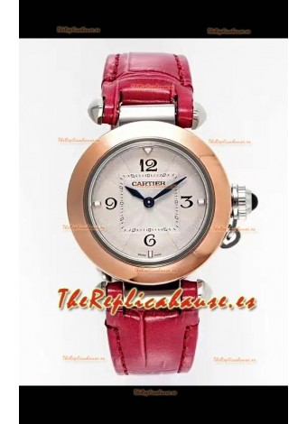 Reloj Pasha De Cartier con caja de oro rosa de 30 mm, réplica de alta calidad