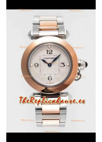 Reloj Pasha De Cartier con caja bicolor de 30 mm, réplica de alta calidad