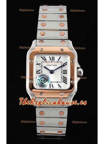 Reloj Cartier Santos Swiss Quartz de 27 mm, bicolor, superclone