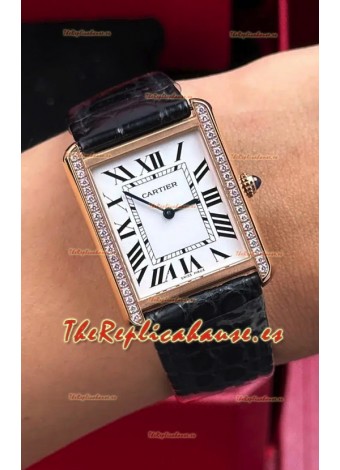 Reloj Cartier Tank Solo de 27 mm, oro rosa, cuarzo suizo, superclon