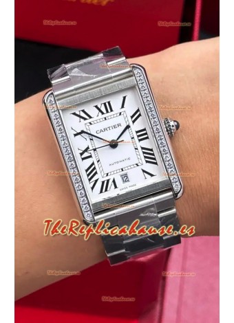 Reloj Cartier Tank Solo Suizo Automatic de 31 mm con diamantes, superréplica