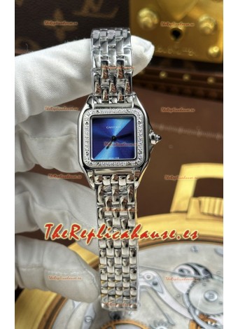 Reloj Cartier Panthère Superclon con caja de acero de 22 mm y esfera azul