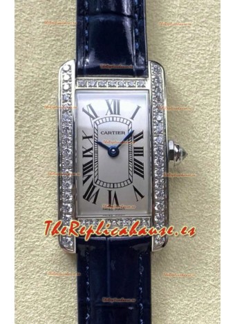 Reloj réplica suizo Cartier Tank Americaine de cuarzo suizo con caja de acero de 19 mm
