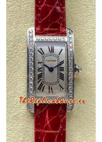 Reloj réplica suizo Cartier Tank Americaine de cuarzo suizo con caja de acero de 19 mm