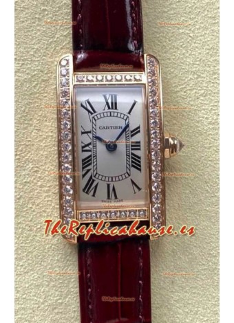 Reloj réplica Cartier Tank Americaine Suizo Quartz de 19 mm en oro rosa