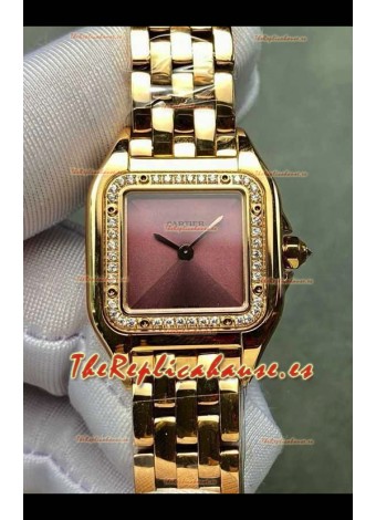Reloj PANTHERE de Cartier de 22 mm con esfera roja y diamantes, réplica perfecta
