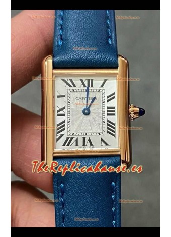 Reloj Cartier Tank Louis de 22 mm, cuarzo suizo, caja de oro y correa azul