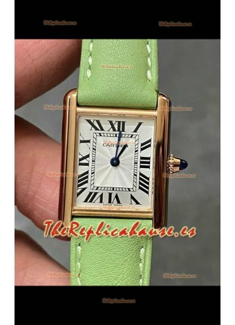 Reloj Cartier Tank Louis de 22 mm, cuarzo suizo, caja de oro y correa verde