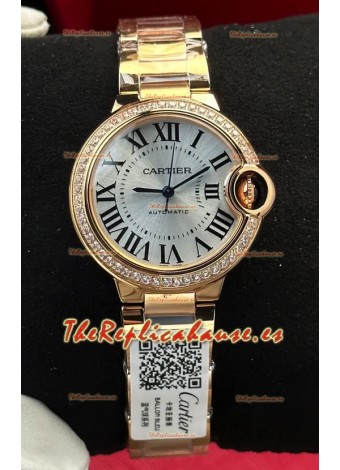 Reloj Ballon De Cartier automático de 33 mm, oro rosa, superclon