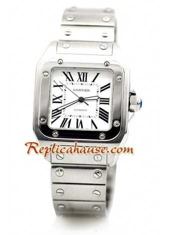 Cartier Santos 100 Stainless Reloj con Correa de Acero