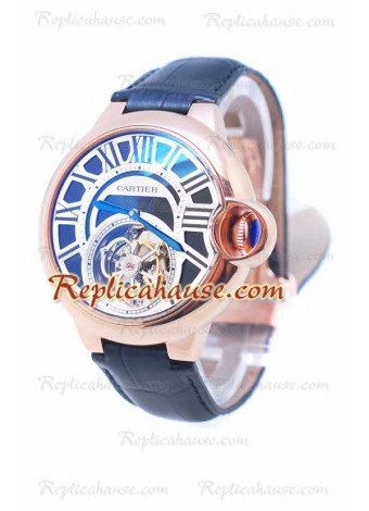 Cartier Ballon de Bleu Flying Tourbillon Rose Gold Reloj Cara Negra