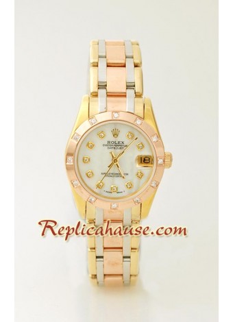 Rolex Réplica Datejust - Tres Tonos Midtamaño Reloj