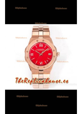Reloj réplica Chopard Alpine Eagle de oro rosa con esfera roja Superclon
