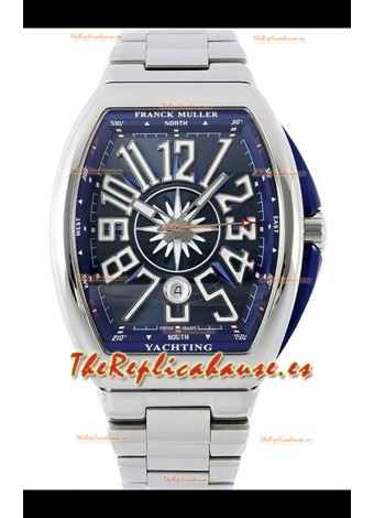 Reloj réplica suizo Franck Muller Vanguard Yachting V45 de acero inoxidable con esfera azul