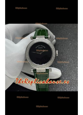 Reloj Franck Muller Double Mystery de cuarzo suizo con caja de acero y diamantes
