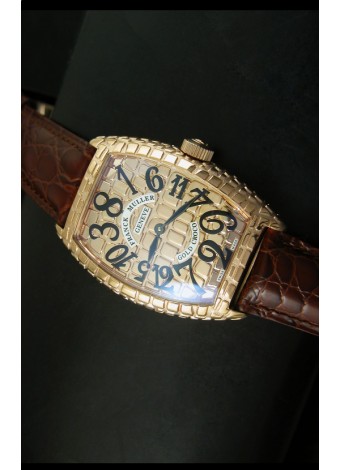 Franck Muller Casablanca Gold Croco Reloj con Caja de Oro
