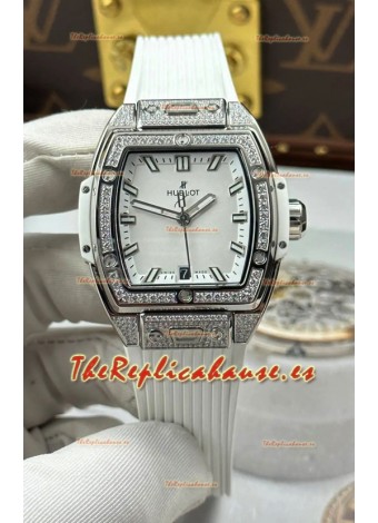 Reloj Hublot Spirit of Big Bang con caja de acero y esfera blanca de 39 mm, superclon
