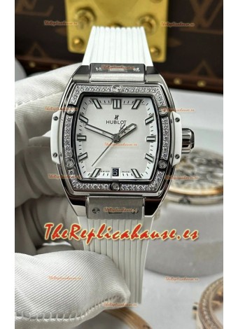 Reloj Hublot Spirit of Big Bang con caja de acero y esfera blanca de 39 mm, superclon
