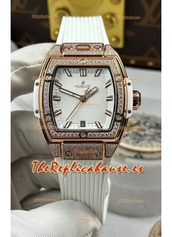 Reloj Hublot Spirit of Big Bang de oro rosa con esfera blanca de 39 mm, superclon