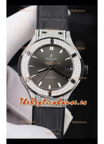 Reloj Hublot Classic Fusion Diamonds con esfera gris acero de 38 mm, superclon