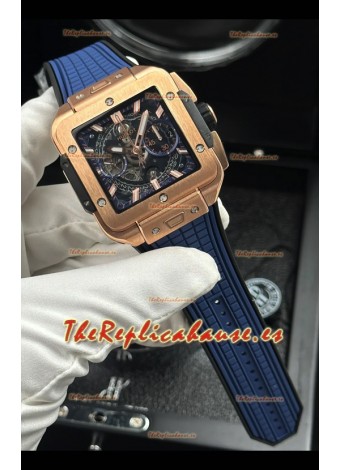 Reloj Hublot Square Bang Unico Caja azul oro rosa Superclon