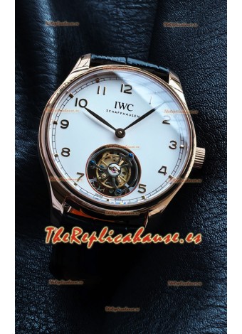 Reloj IWC Portuguese Tourbillon Oro Rosa Esfera Blanca Superclon