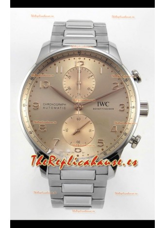 Reloj IWC Portuguese Chronograph con esfera color champán, superclon