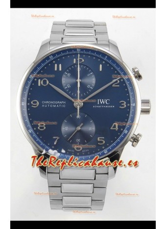 Reloj IWC Portuguese Chronograph con esfera azul Superclon