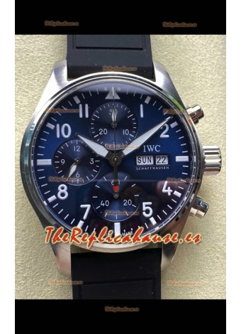 Reloj IWC PILOT'S Cronógrafo con esfera azul y correa de caucho, réplica perfecta