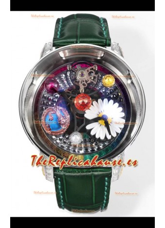 Reloj réplica suizo Jacob & CO Astronomia G-Dragon con caja de acero, correa verde y tourbillon