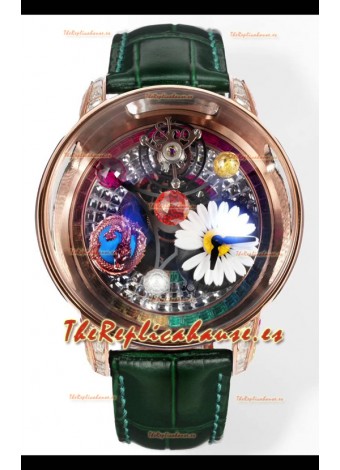 Reloj réplica suizo Jacob & CO Astronomia G-Dragon con correa verde y tourbillon en oro rosa