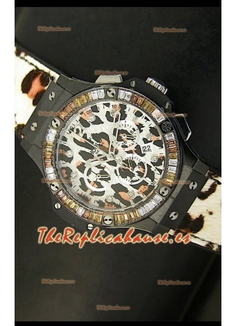 Hublot Big Bang Edición White Zebra Bang, Reloj 34MM, caja con recubrimiento PVD en Negro