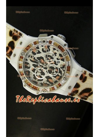 Hublot Big Bang Edición White Zebra Bang, Reloj 34MM, caja con recubrimiento PVD en Blanco