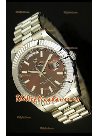 Rolex Day Date II, Reloj Réplica Suiza 41MM - Dial Marrón - réplica en escala 1:1