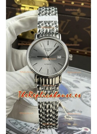 Reloj Longines Présence automático con esfera de acero de 39 mm, réplica exacta.