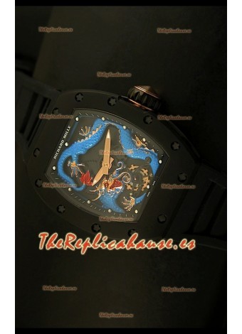 Richard Mille RM057 Tourbillon Jackie Chan Reloj Réplica Suiza caja con recubrimiento en PVD