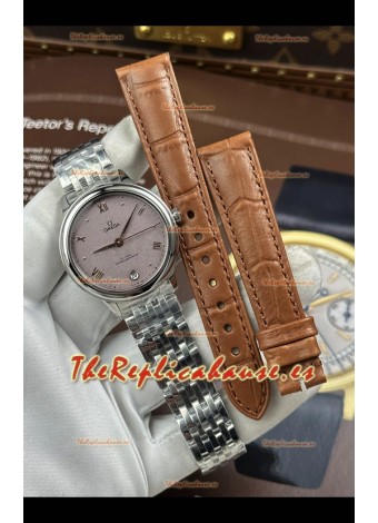 Reloj Omega De Ville automático de 34 mm con esfera rosa arenada, superclon