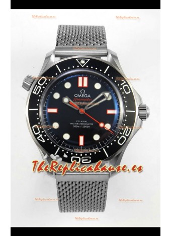 Reloj Omega Seamaster 300M con esfera negra/naranja y doble correa, réplica perfecta