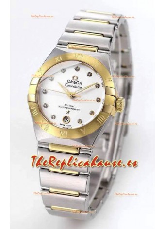Reloj Omega Constellation 29MM bicolor oro amarillo esfera blanca automático super clon