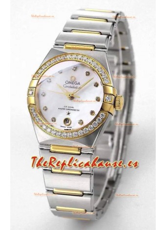 Reloj Omega Constellation 29MM bicolor oro amarillo esfera blanca automático super clon