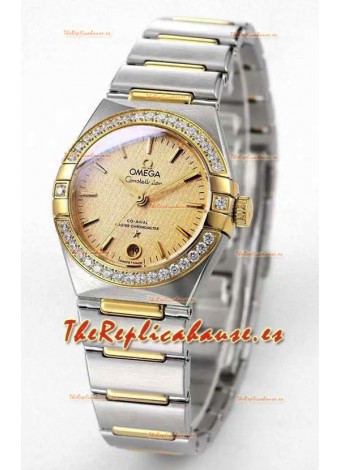 Reloj Omega Constellation 29MM automático con esfera bicolor de oro amarillo, superclon